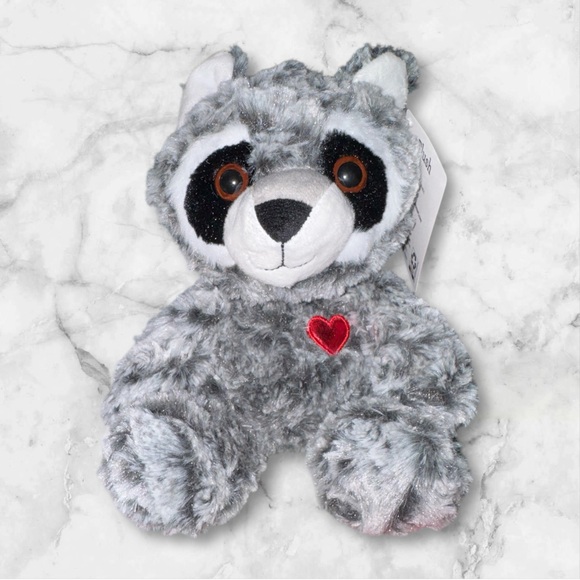 Celebrate Other - Gray Plush Raccoon with Red Heart NWT